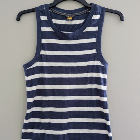Eddie Bauer Ribbed Striped Racerback Tank Top Blue White Womens Size Medium - Picture 1 of 6